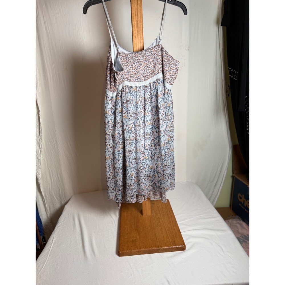 Kensie Floral Empire Waist Ruffle Mini Dress Blue Orange White Size Medium - Picture 2 of 4